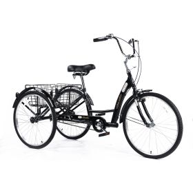 26" European Adult Tricycles 3 Wheel W/Installation Tools with Low Step-Through, Large Basket, Tricycle for Adults, Women, Men (Color: as Pic)
